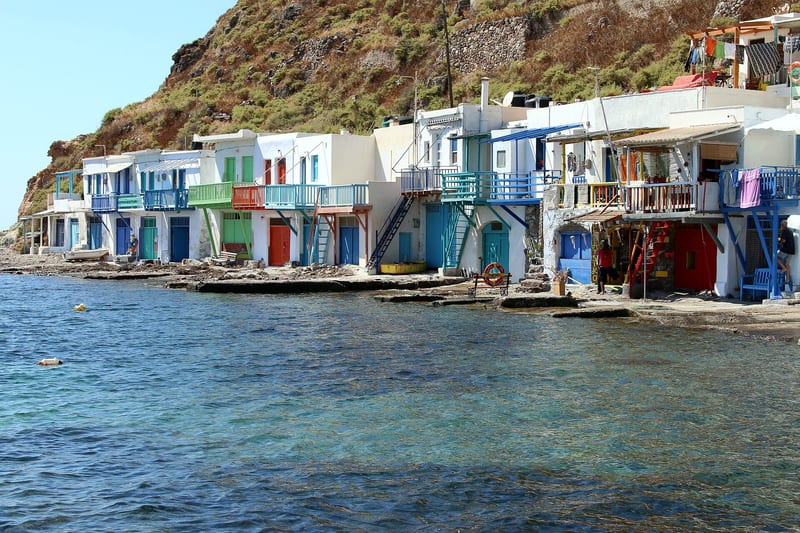 Colourful fishing houses at Klima, Milos