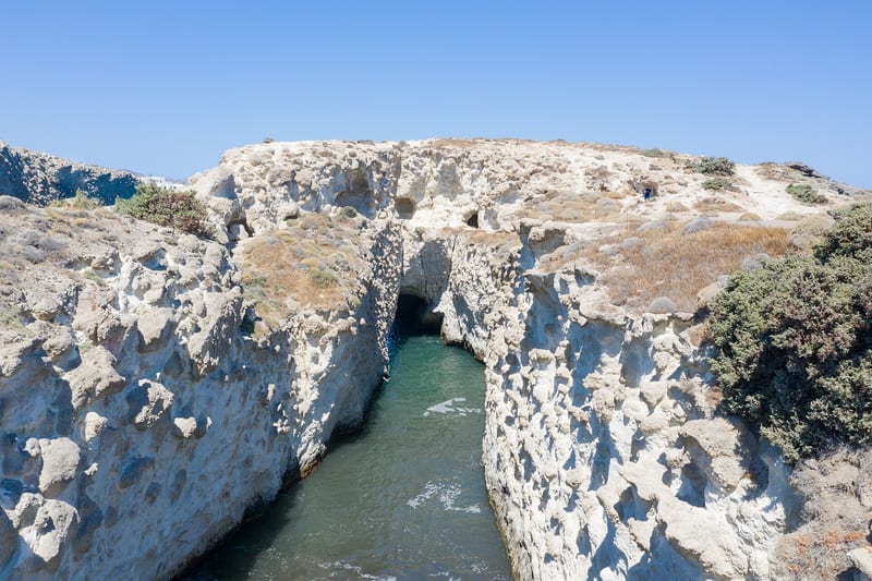 Volcanic cleft at Papafragas on the Milos north coast